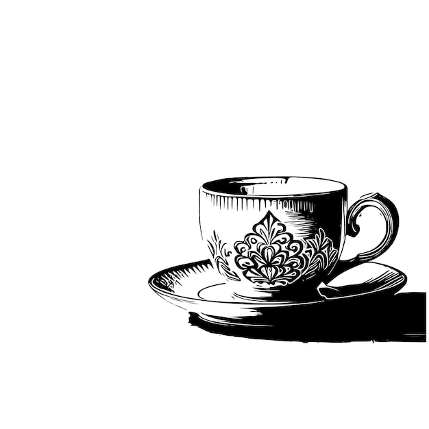 Vektor handgeschichtete tee-tasse vektor-illustration