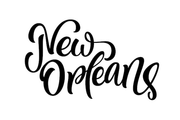 Handgeschriebener stadtname handlettering kalligrafie new orleans handgemachte vektorbeschriftung vektorillustration