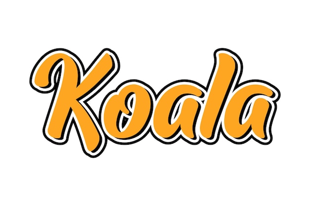 Vektor handgeschriebener texteffekt des koala-koala-wortes für druckdesign-t-shirts, banner usw