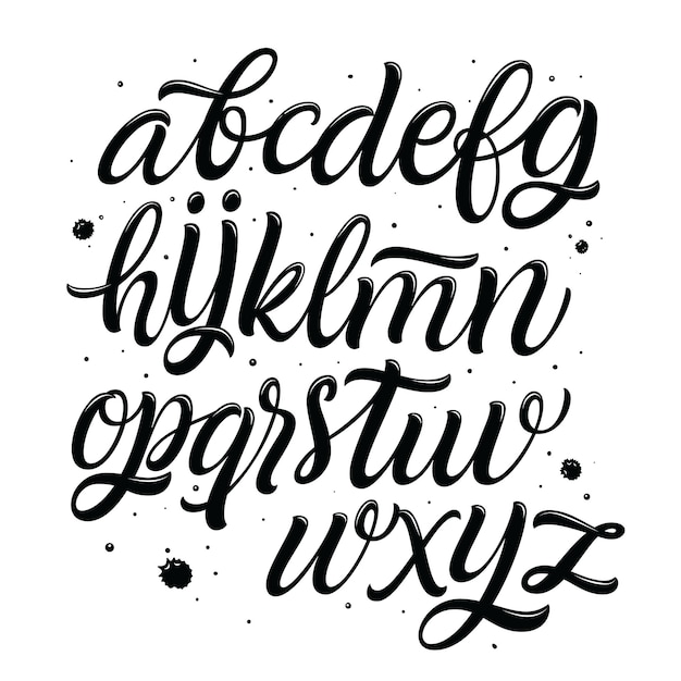 Handgeschriebenes Skriptalphabet. Handgefertigte Schriftart für Ihre Designs, Logo, Poster, Einladungskarten usw