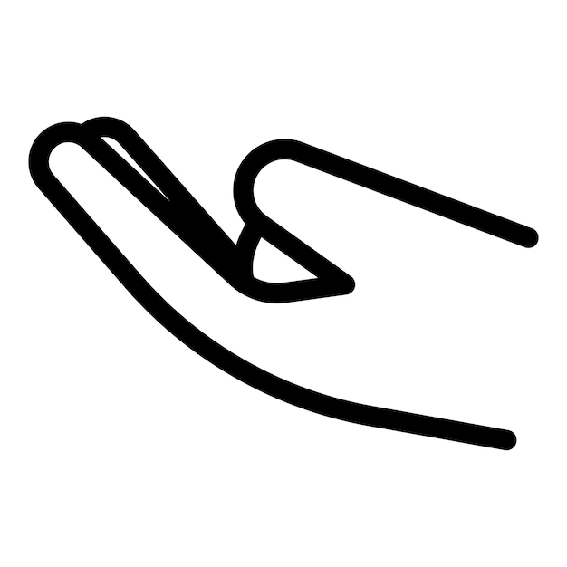 Handgesten-Finger-Symbol. Umriss des Handgesten-Finger-Vektorsymbols für Webdesign, isoliert auf weißem Hintergrund