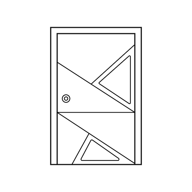Handgezeichnet kinderzeichnung vektorillustration geometrische paneeltür isoliert auf weißem hintergrund