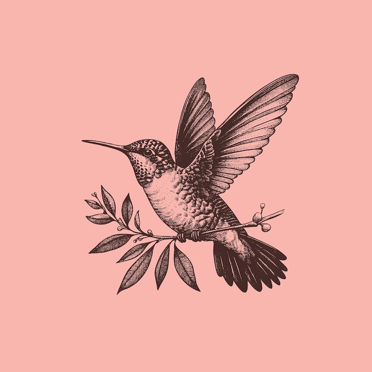Vektor handgezeichnete abbildung eines kolibris