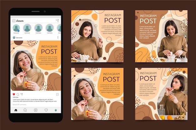 Handgezeichnete abstrakte Formen Instagram Beiträge