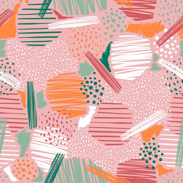 Handgezeichnete abstrakte Linie und malen Sie nahtlose Muster Vektor EPS10 Pastellfarbenstimmung, Design für Mode, Stoff, Textilien, Tapeten, Cover, Web, Verpackung und alle Drucke auf Rosa