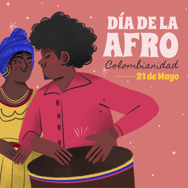 Handgezeichnete afrocolombianidad-illustration