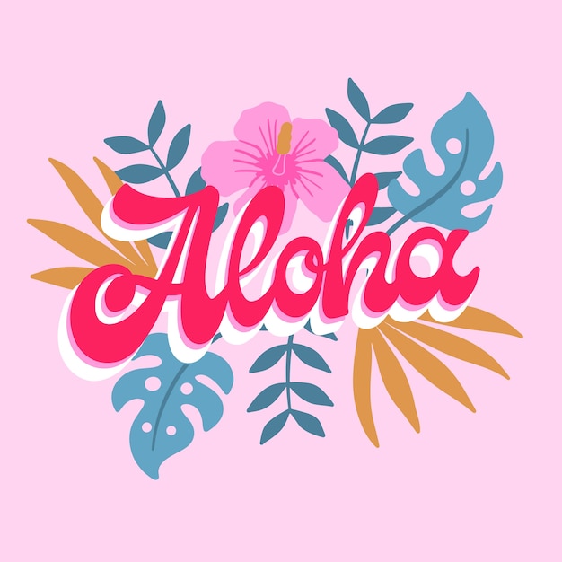 Vektor handgezeichnete aloha-textillustration