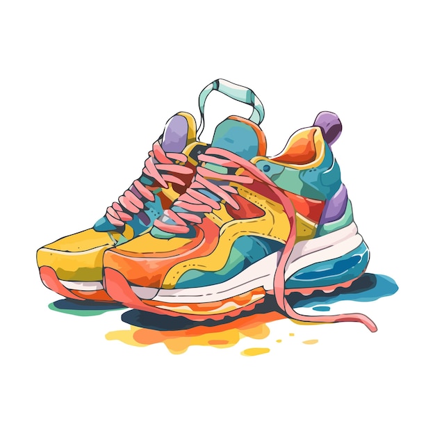 Vektor handgezeichnete aquarell-sneaker-kunst mit spritzeffekt