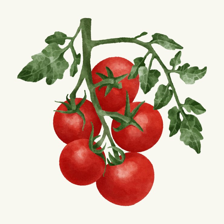 Handgezeichnete Aquarell-Tomatenkollektion