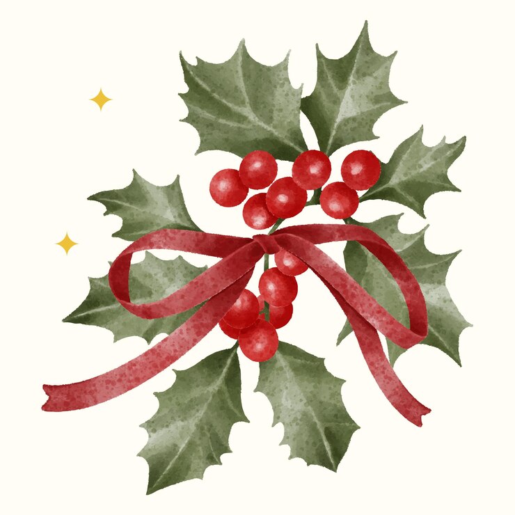 Handgezeichnete Aquarelle Weihnachtsband Heulbeeren Ornament Dekoration