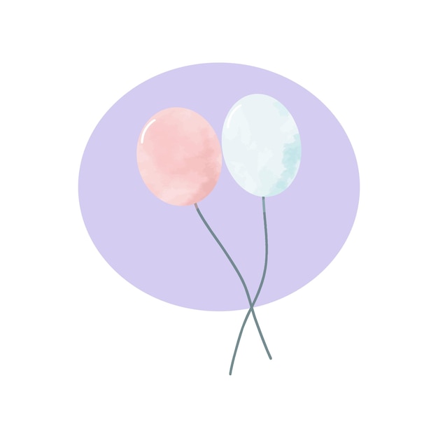 Handgezeichnete aquarellillustration eines satzes von ballons vektor