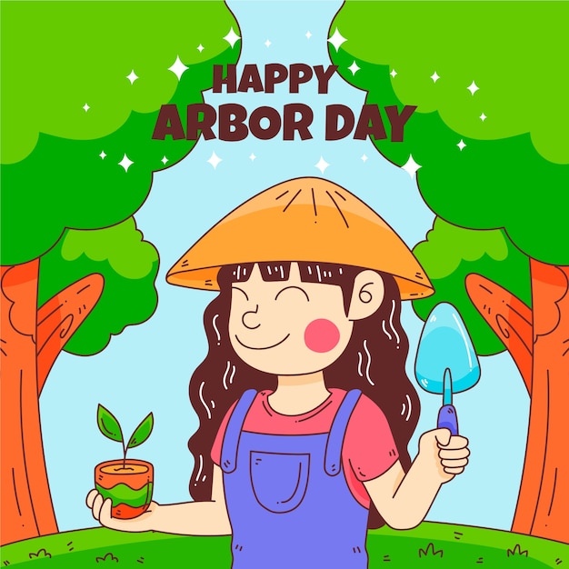 Vektor handgezeichnete arbor day illustration