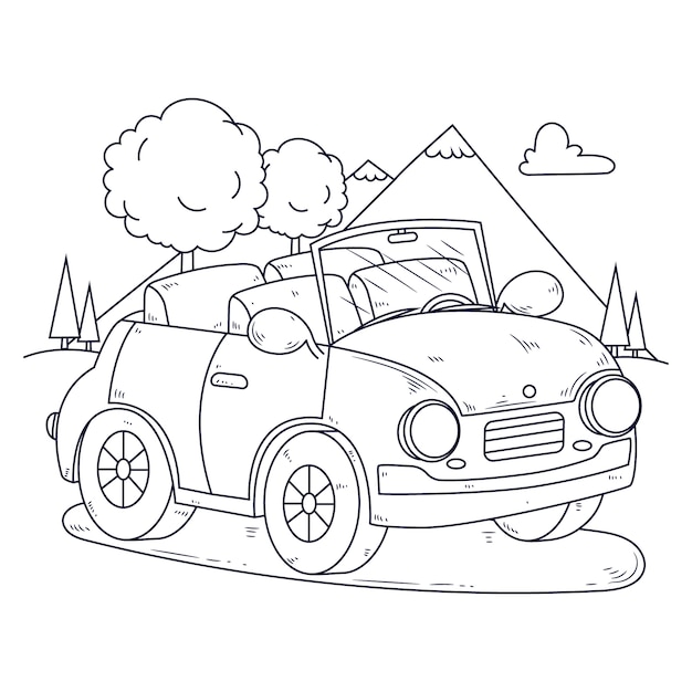 Handgezeichnete Auto-Farbseite-Illustration