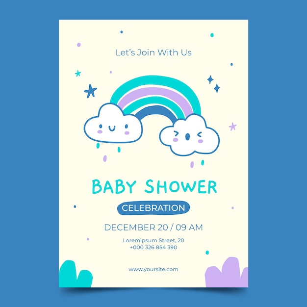 Vektor handgezeichnete babyparty-plakatvorlage