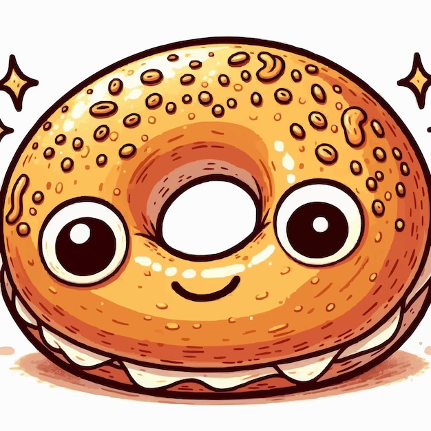 Handgezeichnete bagel-cartoon-illustration