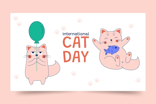 Handgezeichnete bannervorlage für den internationalen katzentag
