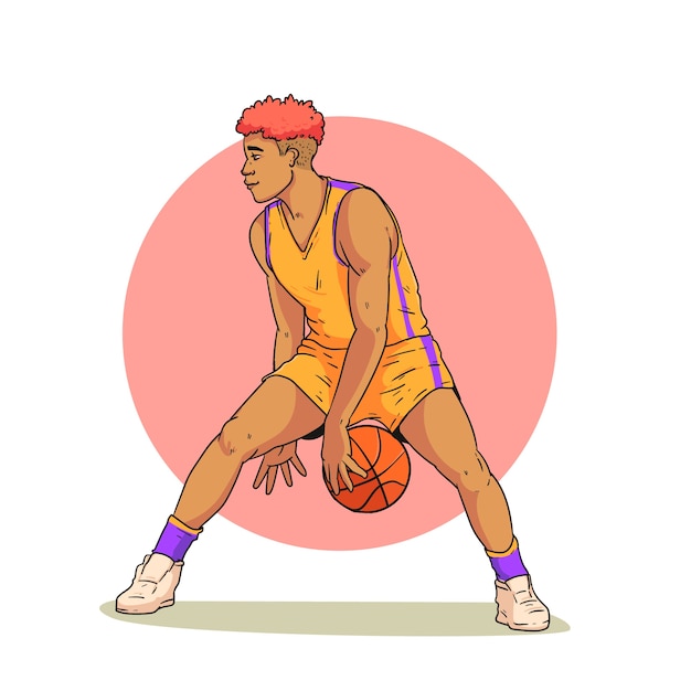 Vektor handgezeichnete basketball-cartoon-illustration