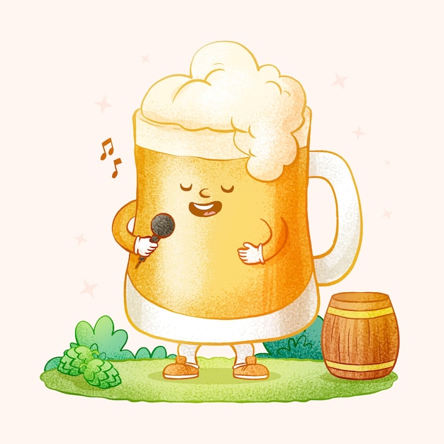 Handgezeichnete bier-cartoon-illustration