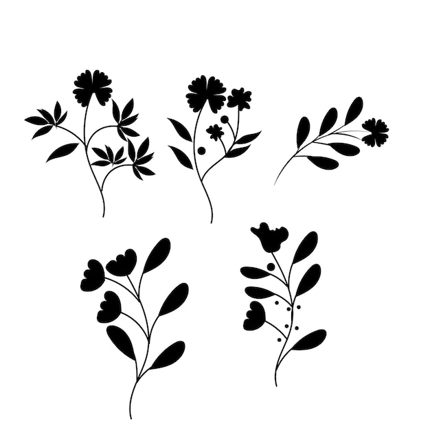 Handgezeichnete Blütensilhouetten