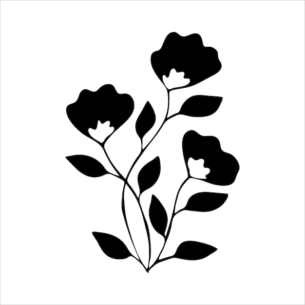 Handgezeichnete blumen-silhouette-anordnung