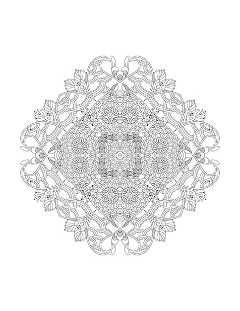 Handgezeichnete Blumenillustration Mandala-Malseite für Erwachsene und Mandala-kdp-Interieur