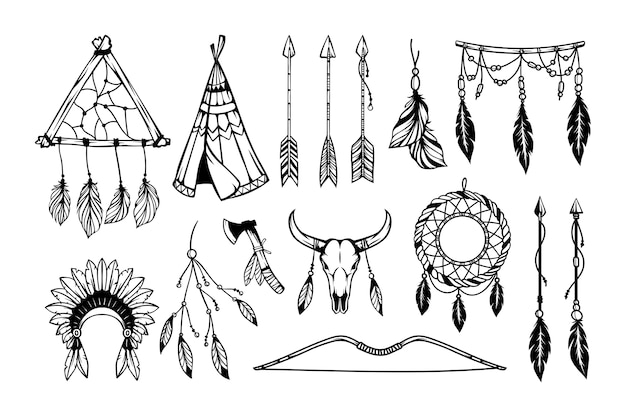 handgezeichnete Boho-Stil-Element-Sammlung