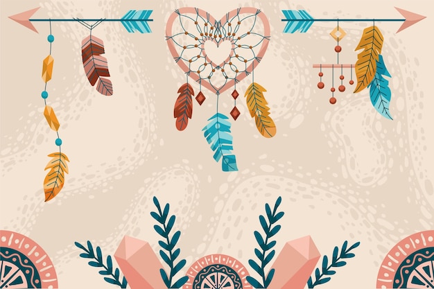 Handgezeichnete Boho-Tapete