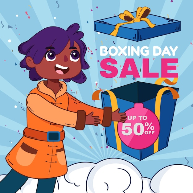 Handgezeichnete box day sale illustration