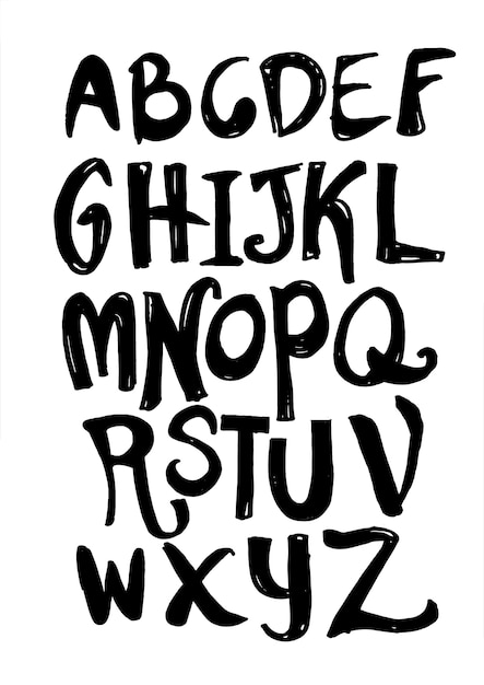 Handgezeichnete Buchstaben des Alphabets