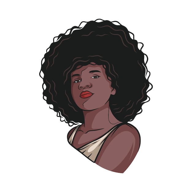 Handgezeichnete bunte Vektor-Afro-Haarfrau