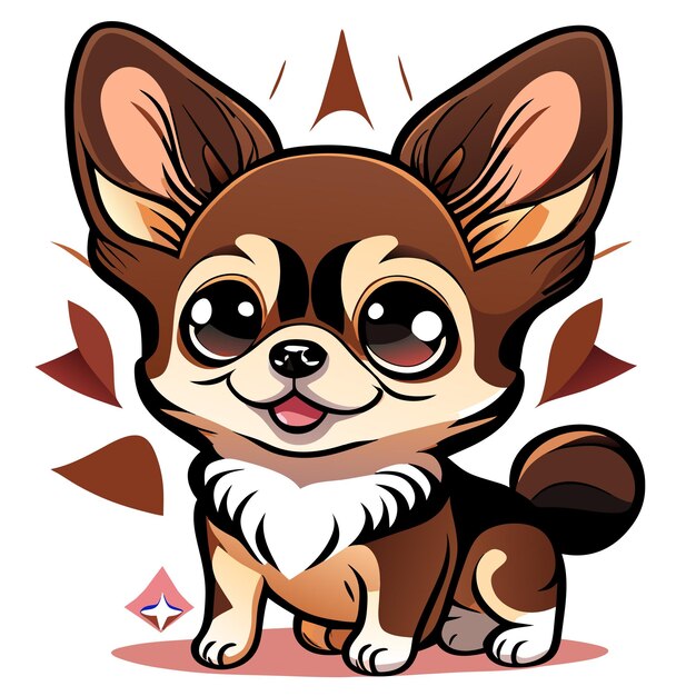 Vektor handgezeichnete cartoon-chihuahua-illustration