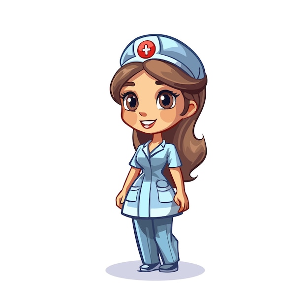 Handgezeichnete cartoon-illustration der kleinen krankenschwester