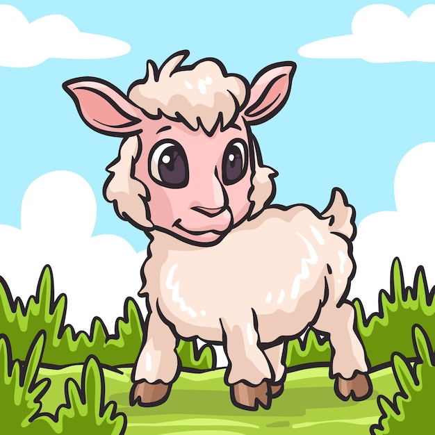Handgezeichnete Cartoon-Schaf-Illustration
