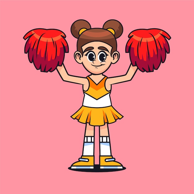 Handgezeichnete cheerleader-cartoon-illustration