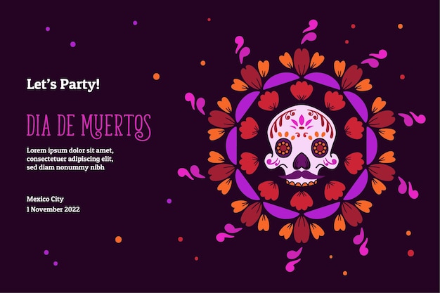 Handgezeichnete Día de Muertos Hintergrund