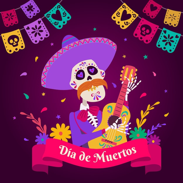 Handgezeichnete dia de muertos illustration