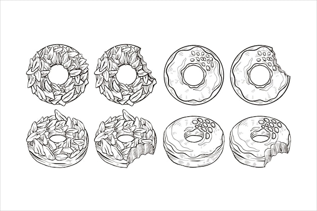 Handgezeichnete Donuts-Illustration