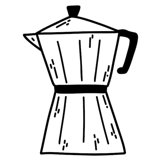 Handgezeichnete doodle-espresso-kaffeemaschine vektor-illustration der italienischen espressomaschine moka-kanne