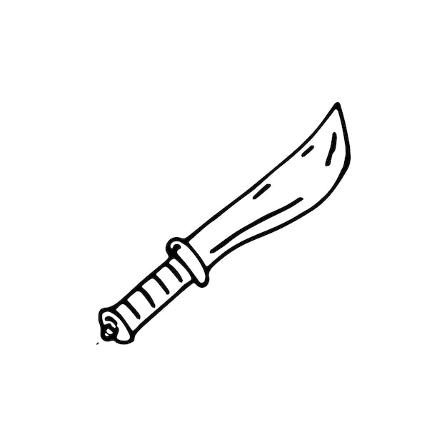 Handgezeichnete Doodle-Messer-Symbol. Handgezeichnete schwarze Skizze. Zeichen-Symbol. Dekorationselement. Weißer Hintergrund. Isoliert. Flaches Design. Vektor-Illustration.