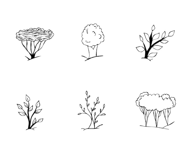 Vektor handgezeichnete doodle-skizzenbäume