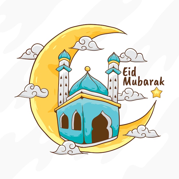 Handgezeichnete eid mubarak-illustration