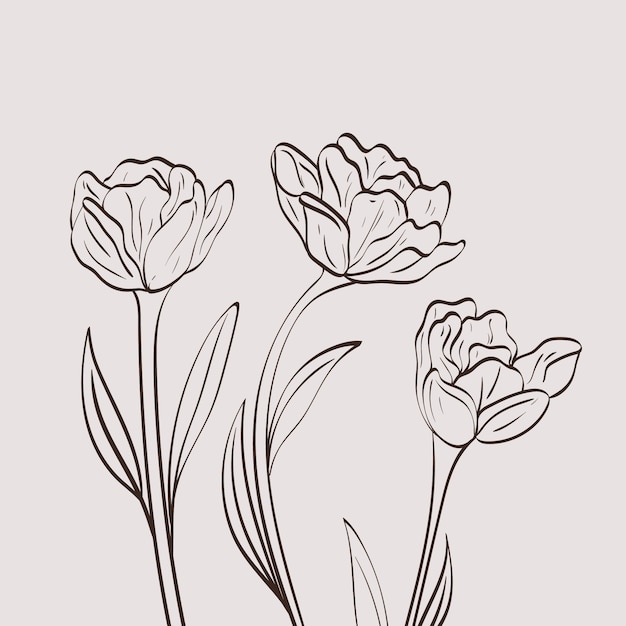 Handgezeichnete einfache blumenumrissillustration