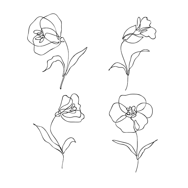 Handgezeichnete einfache blumenumrissillustration