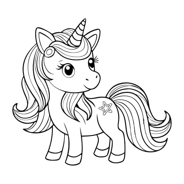 Handgezeichnete Einhorn-Farbbuch-Illustration