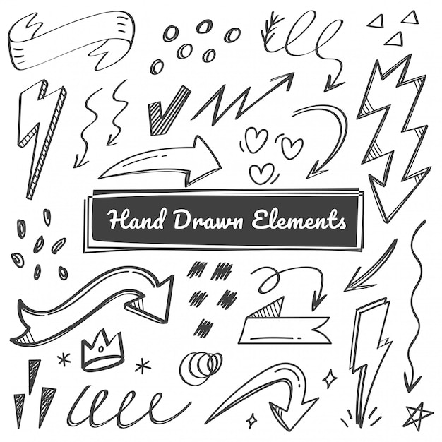 Handgezeichnete Elemente, Pfeil, Swish Doodles