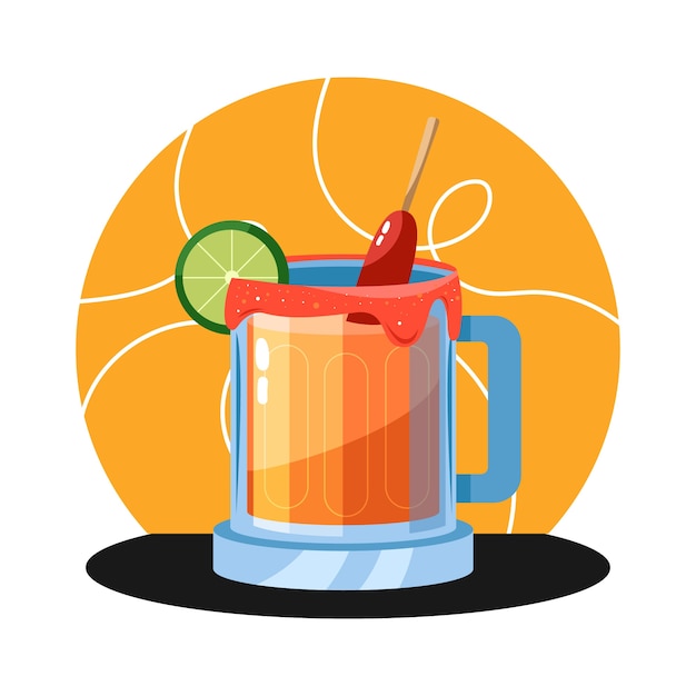 Vektor handgezeichnete erfrischende michelada-illustration