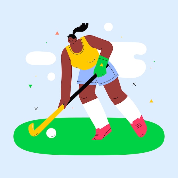 Vektor handgezeichnete feldhockey-illustration