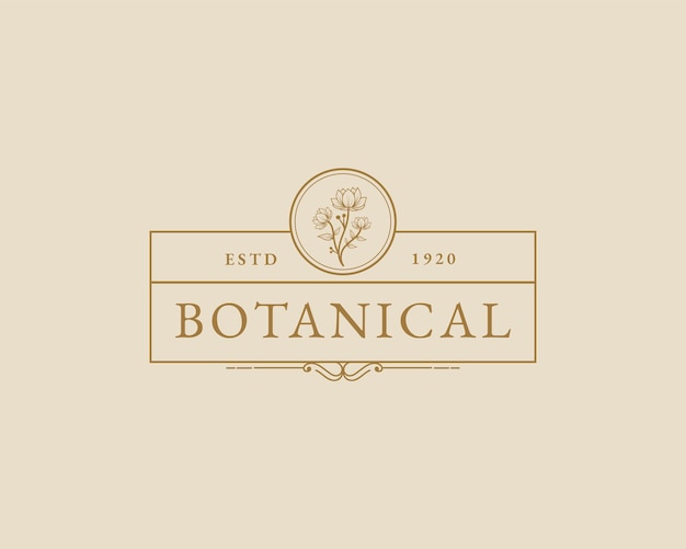 Handgezeichnete feminine schönheit minimale florale botanische logo-vorlage spa-salon-haut-haarpflege-marke