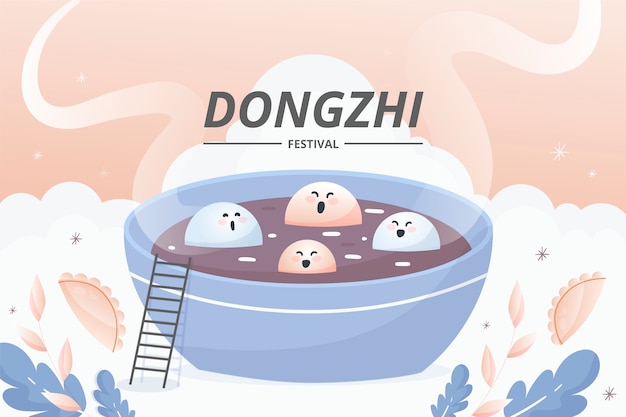 Vektor handgezeichnete flache dongzhi-festivalillustration