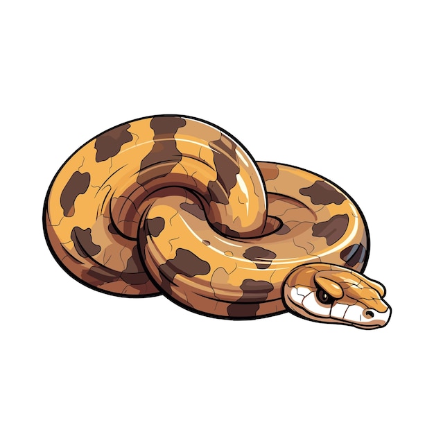 Vektor handgezeichnete flache farb-ballpython-schlangenillustration